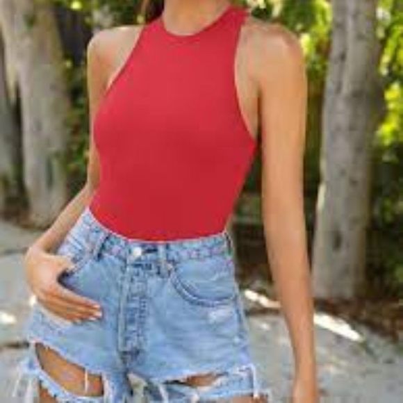 Tops - Solid Racerback Tank Top | Red
